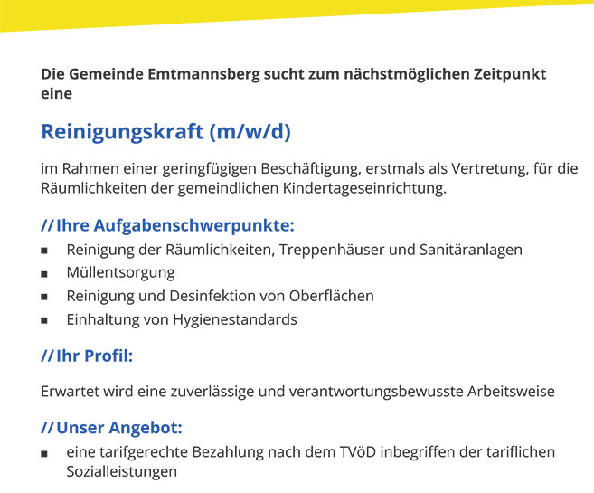 Reinigungskraft gesucht